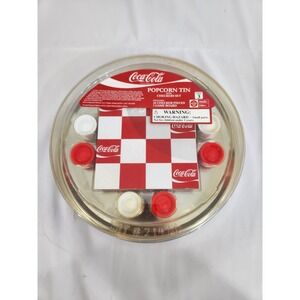 Coca-Cola Popcorn Tin Lid with Checkers Set 2010 Red White Soda Collectible 7.5"